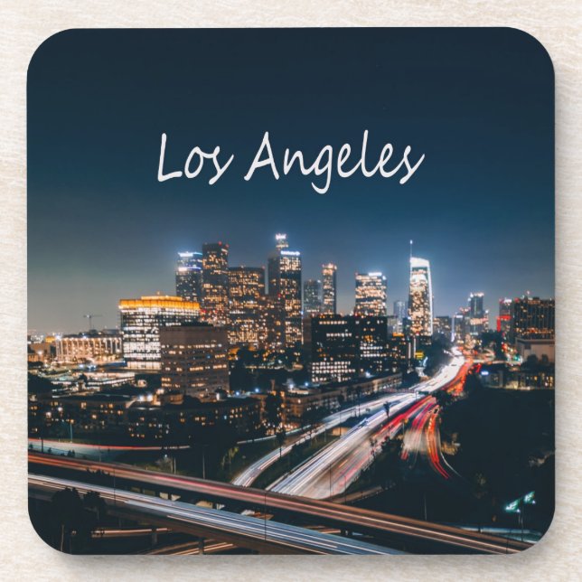 Los Angeles California City Skyline in der Nacht Getränkeuntersetzer (Vorderseite)