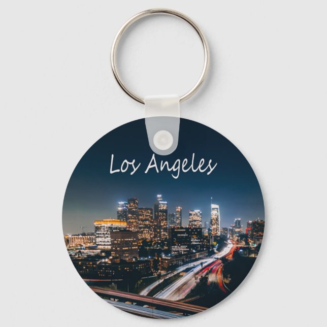 Los Angeles California City Skyline in der Nacht Schlüsselanhänger (Vorderseite)