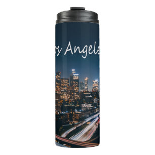 Los Angeles California City Skyline in der Nacht Thermosbecher