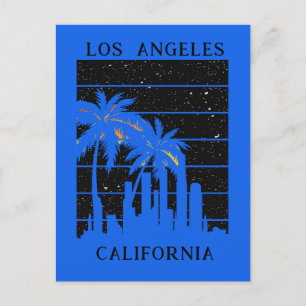 Los Angeles California City Skyline Palm Tree Postkarte
