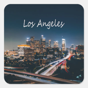 Los Angeles California City Skyline Quadratischer Aufkleber
