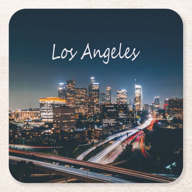 Los Angeles California City Skyline Rechteckiger Pappuntersetzer (Vorderseite)