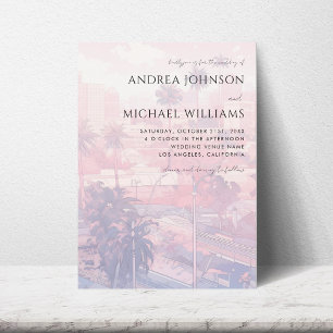Los Angeles California Dreamy LA City Pink Wedding Einladung