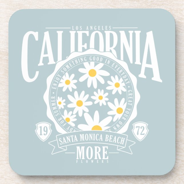 Los Angeles California Floral Graphic Getränkeuntersetzer (Vorderseite)