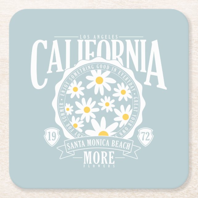 Los Angeles California Floral Graphic Rechteckiger Pappuntersetzer (Vorderseite)