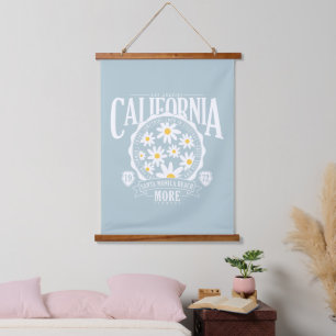 Los Angeles California Floral Graphic Wandteppich Mit Holzrahmen