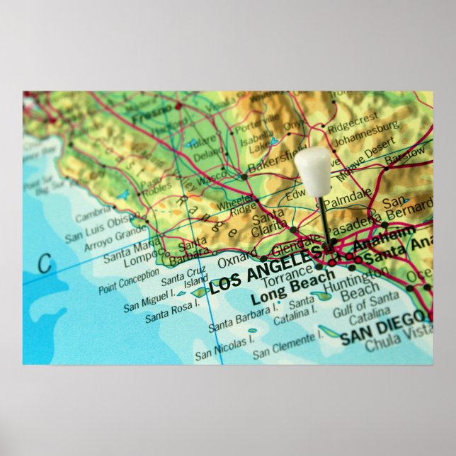 Los Angeles, California Map Poster (Vorne)