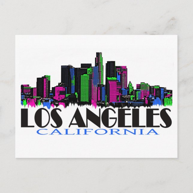 Los Angeles California Neon Skyline Postkarte (Vorderseite)