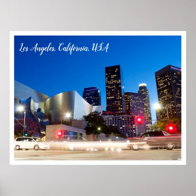 Los Angeles California Night Fotografy Downtown Poster (Vorne)