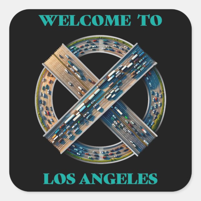 Los Angeles California Quadratischer Aufkleber (Vorderseite)