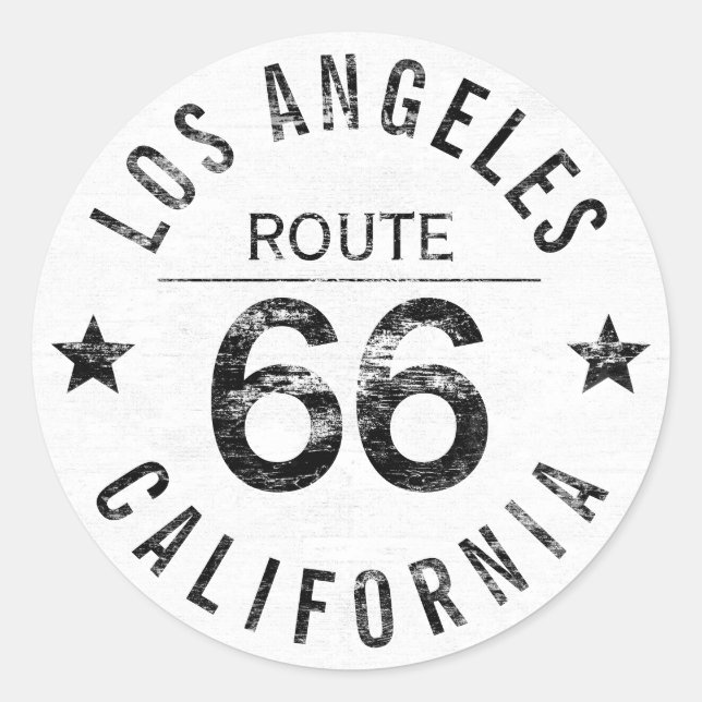 Los Angeles California Route 66 Runder Aufkleber (Vorderseite)