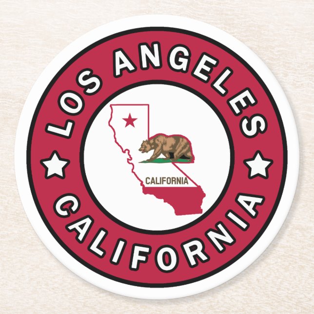 Los Angeles California Runder Pappuntersetzer (Vorderseite)
