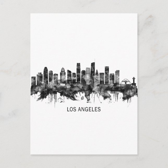 Los Angeles California Skyline BW Einladungspostkarte (Vorderseite)