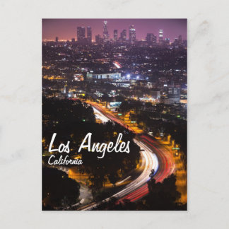 Los Angeles, California Skyline in der Nacht Postkarte