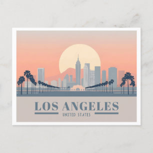 Los Angeles California Skyline Pastel Travel Postkarte