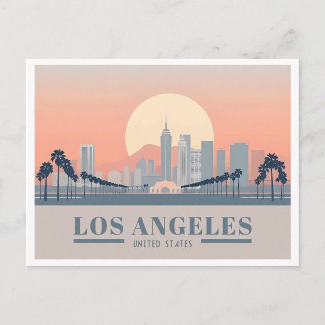 Los Angeles California Skyline Pastel Travel Postkarte (Vorderseite)