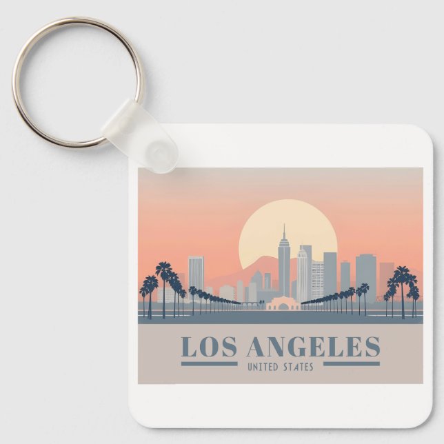 Los Angeles California Skyline Pastel Travel Schlüsselanhänger (Vorderseite)
