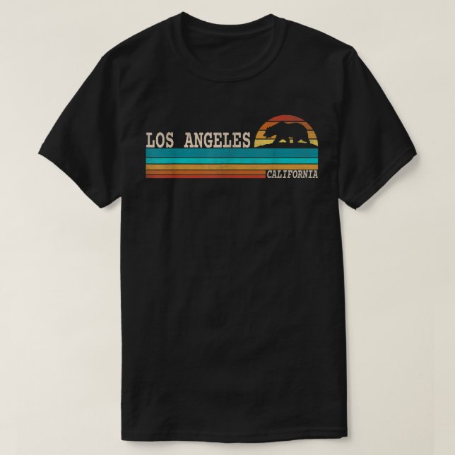 Los Angeles California Staat Bear Retro Sunset T-Shirt (Design vorne)