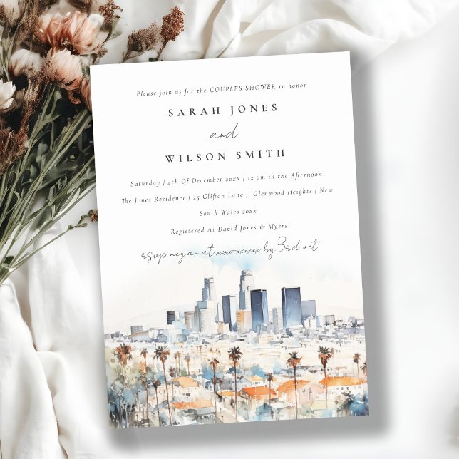 Los Angeles, California Watercolor Couples Dusche Einladung (Von Creator hochgeladen)