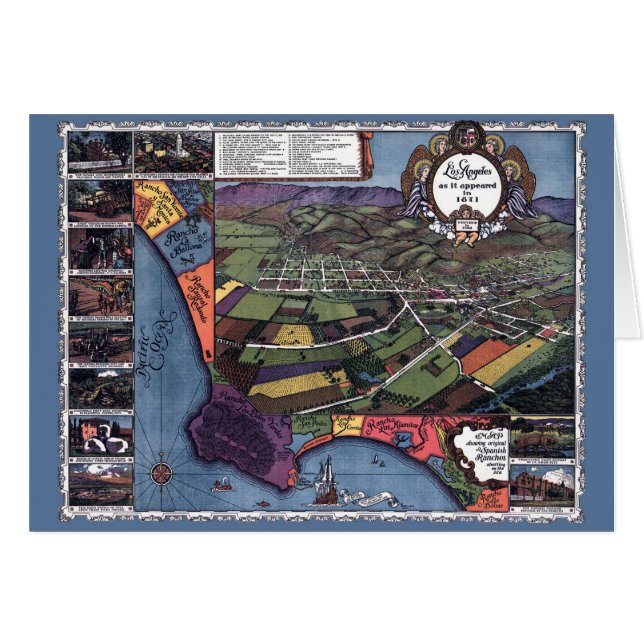 Los Angeles, Californie, carte de la ville aérienn (Devant horizontal)