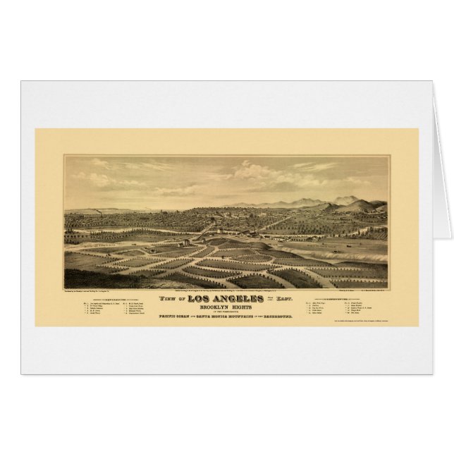 Los Angeles, carte panoramique de CA - 1877 (Devant horizontal)