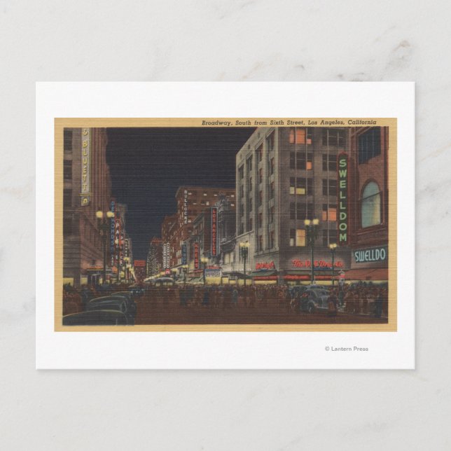 Los Angeles, CASouth View of Broadway vom 6. Postkarte (Vorderseite)
