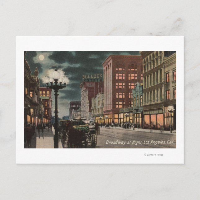 Los Angeles, CAStreet View of Broadway Postkarte (Vorderseite)