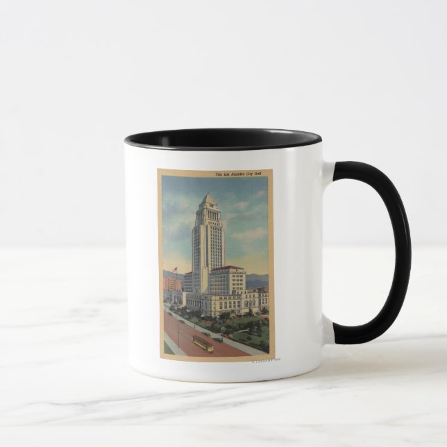 Los Angeles, CAView of City Hall and Cable Car Tasse (Rechts)
