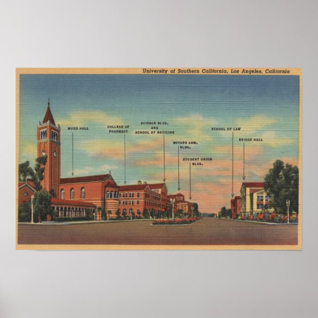 Los Angeles, CAView vom US-amerikanischen Campus Poster (Vorne)
