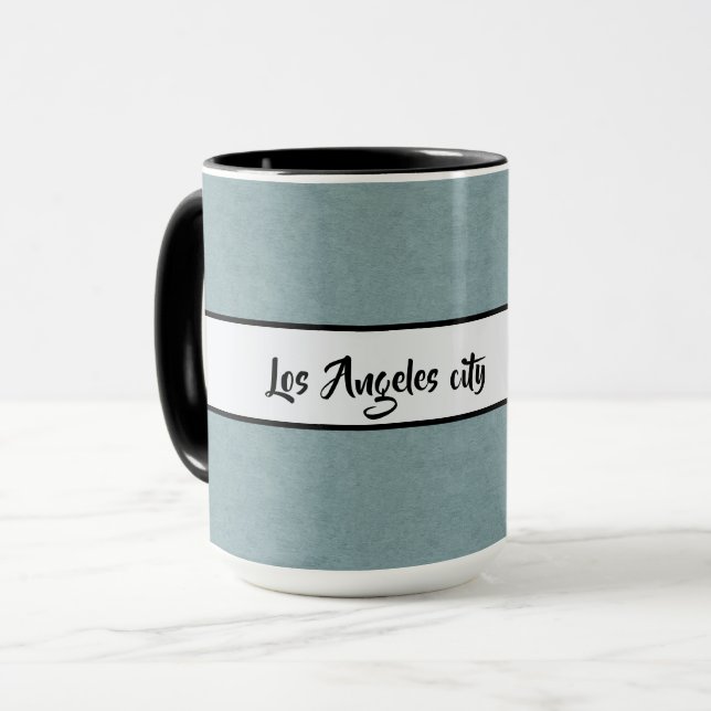 Los Angeles City Elegant Black Gray Ringer 15oz Tasse (Vorderseite Links)