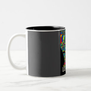 Los Angeles City Map - Abstrakte Kunstdruckerei Zweifarbige Tasse