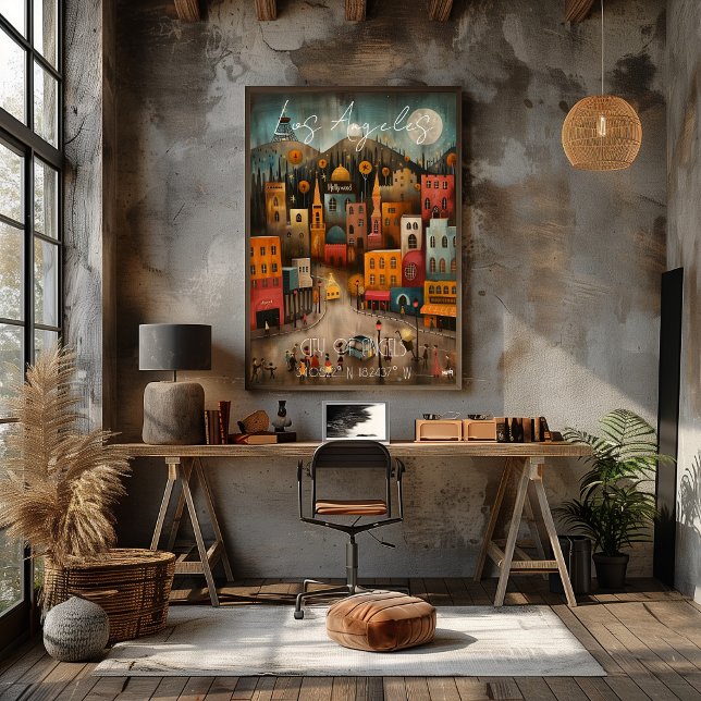 Los Ángeles: City of Angels - Whimsical Art Poster (Von Creator hochgeladen)