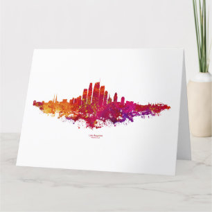 Los Angeles City Skyline Colorful Dankeskarte