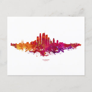 Los Angeles City Skyline Colorful Postkarte