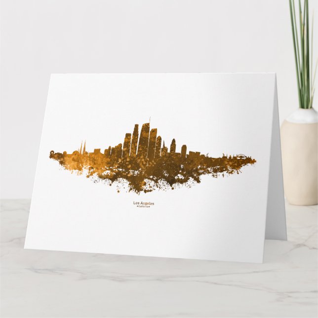 Los Angeles City Skyline - Orange Dankeskarte (Vorderseite)
