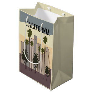 Los Angeles Cityscape Sunset Palm Trees Kalifornie Mittlere Geschenktüte