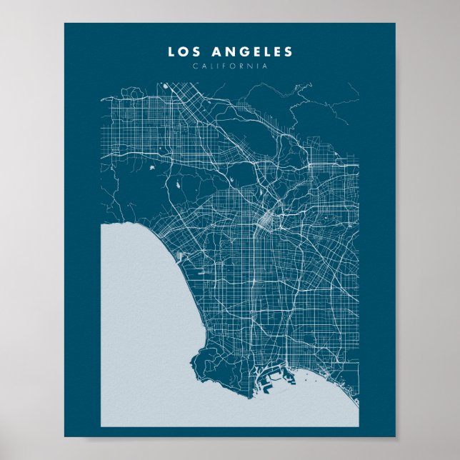 Los Angeles Dark Blue City Map Poster (Vorne)