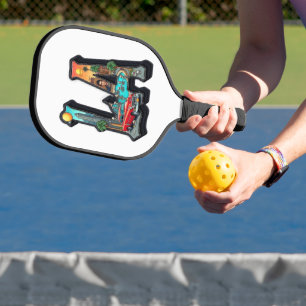 Los Angeles Gothic Retro Auto & Skelett Design Pickleball Schläger