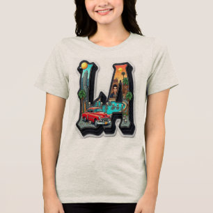Los Angeles Gothic Retro Auto & Skelett Design Tri-Blend Shirt