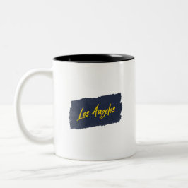 Los Angeles Handgeschriebener gelber Typografie-Ka Zweifarbige Tasse