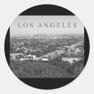 Los Angeles in Schwarz und Weiß Runder Aufkleber