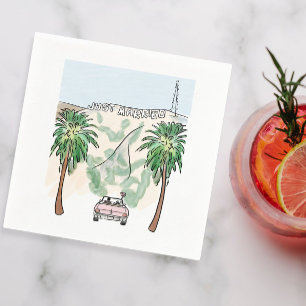 Los Angeles Just Married Cocktail Serviette