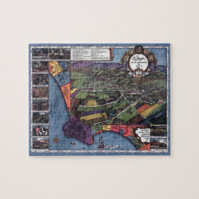 Los Angeles, Kalifornien, antike Luftkarte (Horizontal)