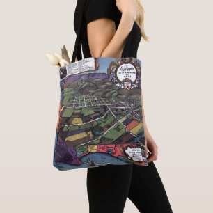 Los Angeles, Kalifornien, Antike Luftstadtkarte Tasche