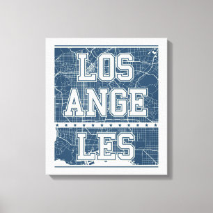 Los Angeles, Kalifornien Blue City Map Leinwanddruck