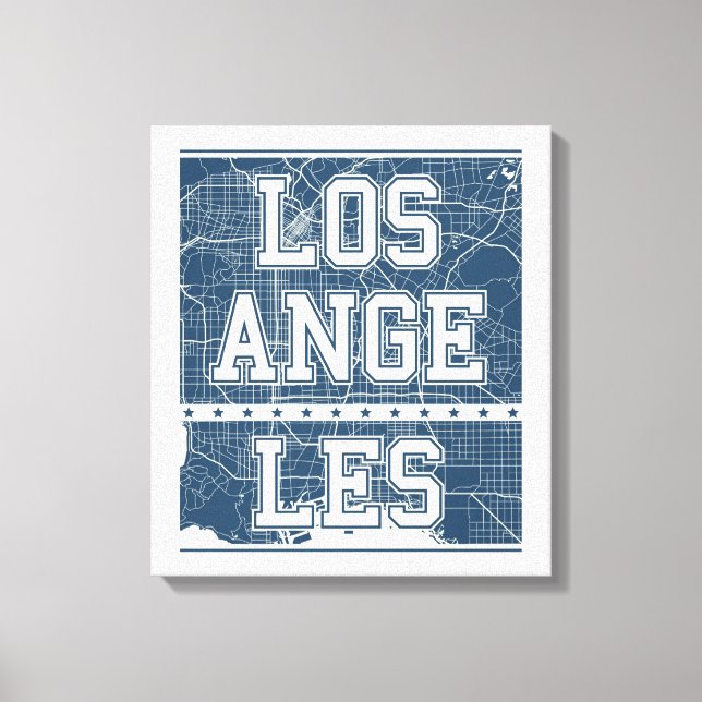 Los Angeles, Kalifornien | Blue City Map Leinwanddruck (Vorderseite)