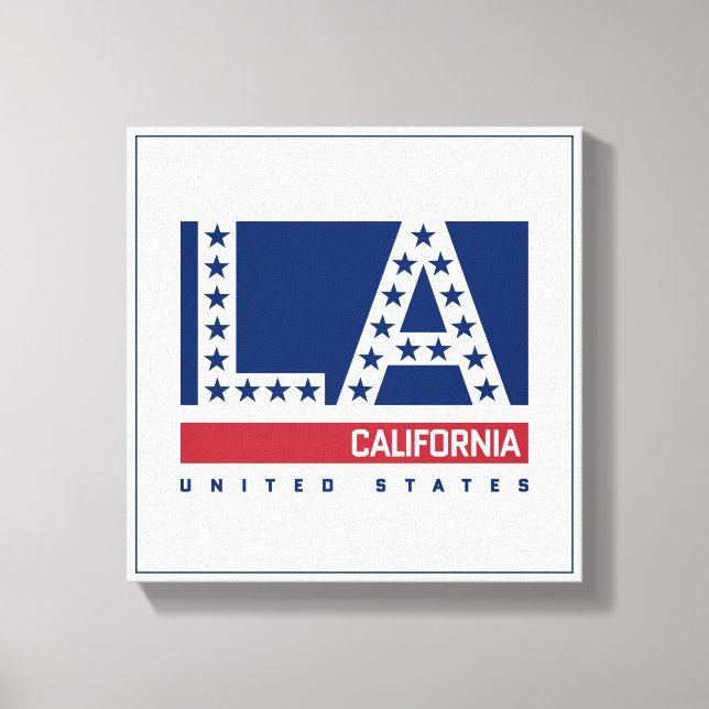 Los Angeles, Kalifornien | Rot, Weiß und Blau Leinwanddruck (Vorderseite)
