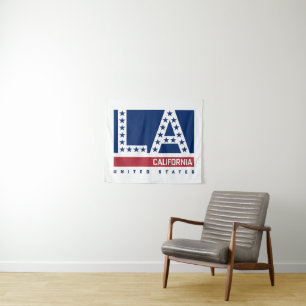 Los Angeles, Kalifornien   rote, weiße u. blaue Wandteppich