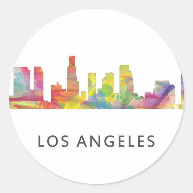 LOS ANGELES, KALIFORNIEN SKYLINE WB1- RUNDER AUFKLEBER (Vorderseite)