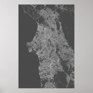 Los Angeles, Kalifornien (weiß auf schwarz, rotier Poster